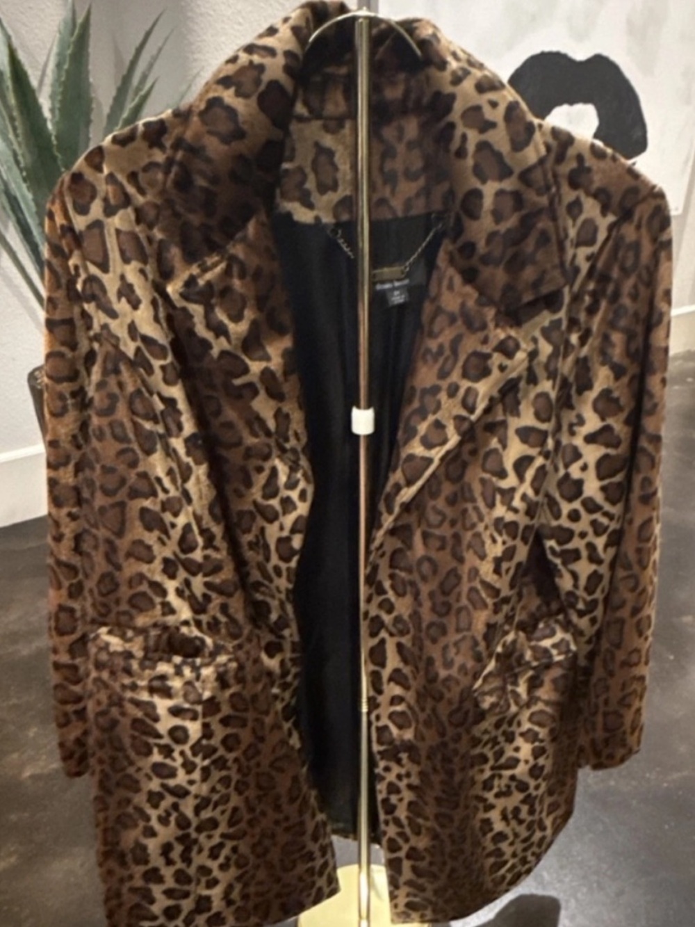 Dennis Basso Leopard Faux Fur Coat Animal Print Luxury Jacket 2X